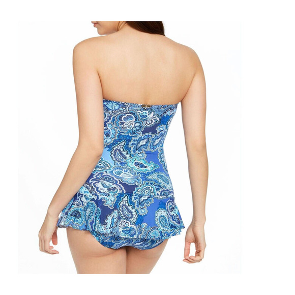 Ralph Lauren Blue Paisley Underwire Captiva Bandeau Swimsuit w/Strap 4 NWT - Picture 7 of 7